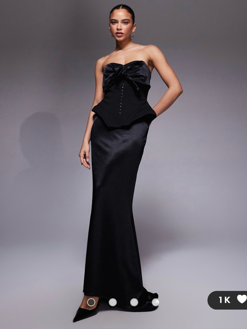 NWT ASOS Premium Knotted Bandeau Maxi Dress With Corsetry Detailing-Black SZ 14